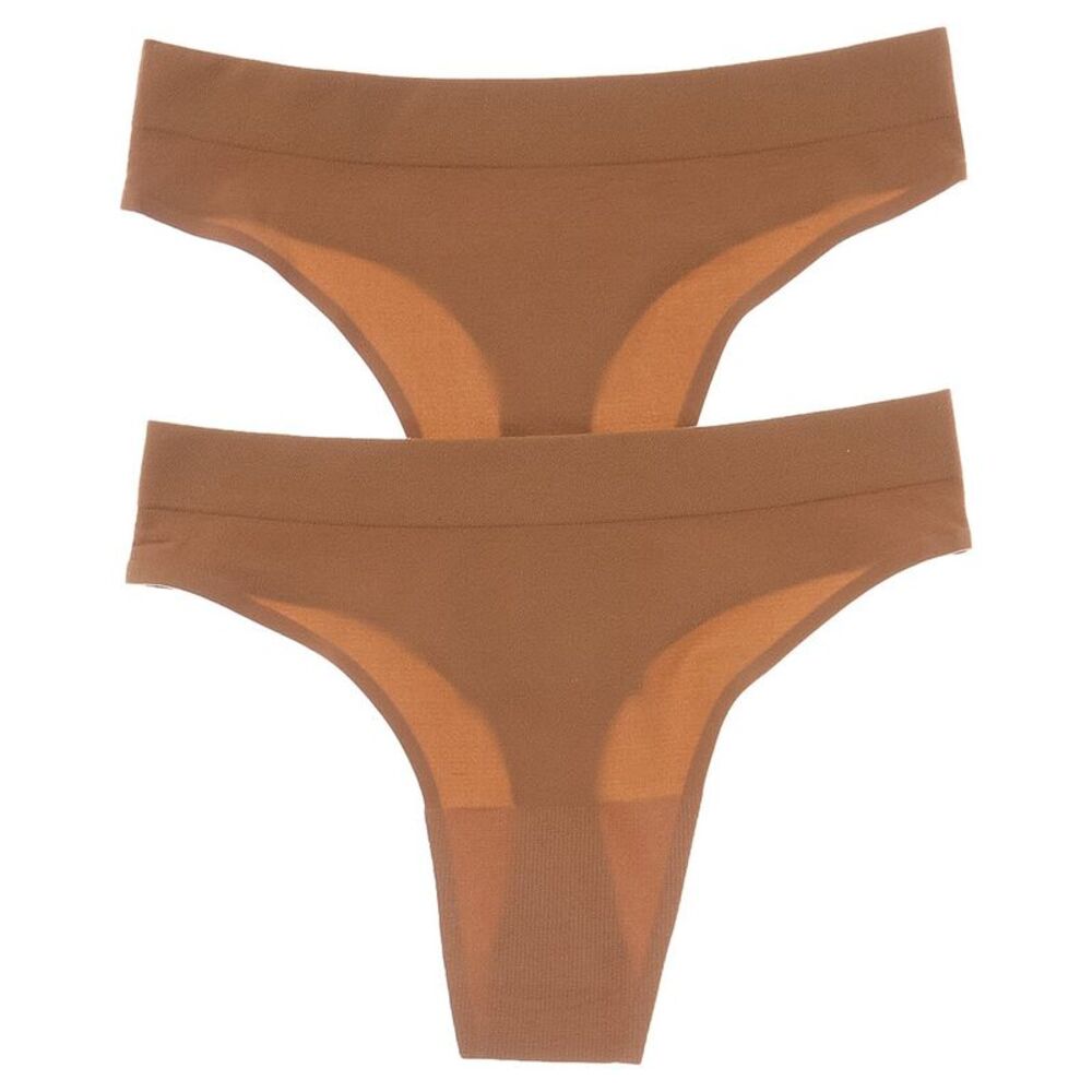 Commando® Womens Commando Set Of 2 Ballet Body Thong Panty, Brown
